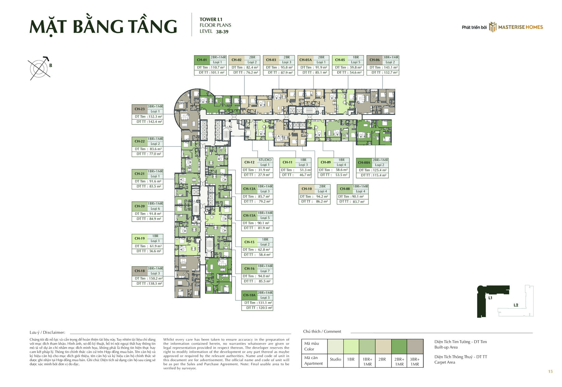 Mặt bằng tầng điển hình tầng 38-39 toà L1 Lumière Hà Nội Seasons Garden - Masterise Cao Xà Lá Nguyễn Trãi